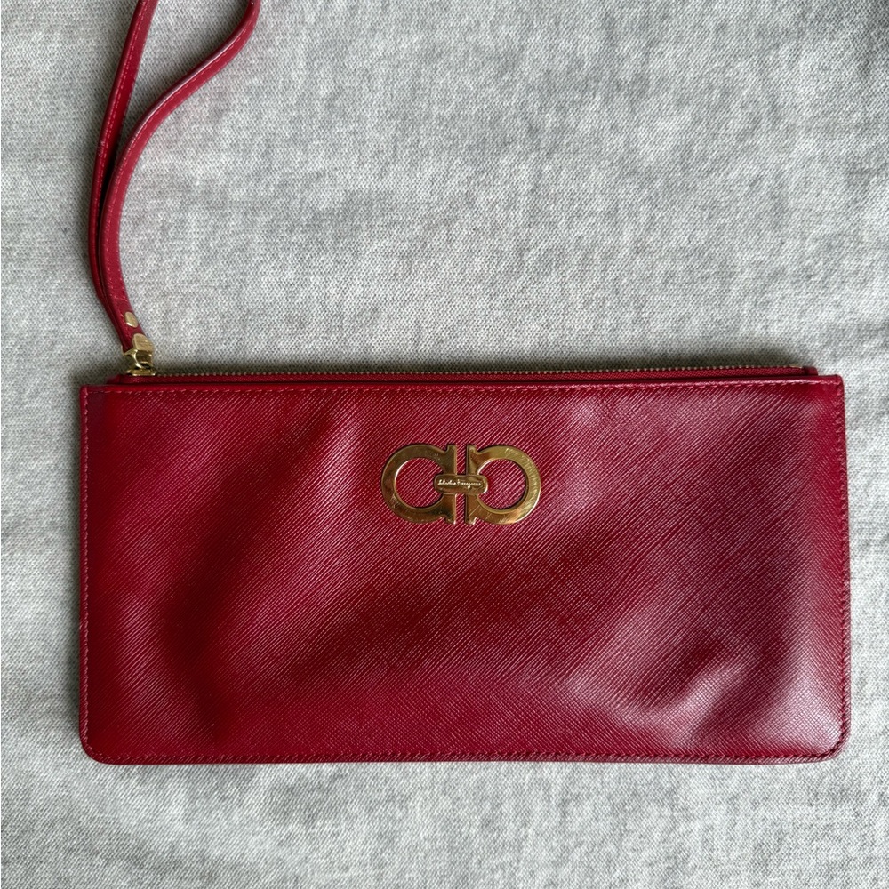 Elegant Red Clutch with Gold Accent